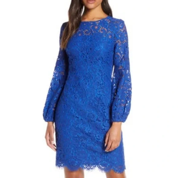 Eliza J Lace Shift Dress, Size 8 - Cobalt at Nordstrom Rack Eliza J Lace Shift Dress, Size 8 - Cobalt at Nordstrom Rack